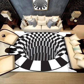 Наскоро върти илюзия килим 3D капан ефект печат килим спалня, хол, кабинет и етаж мат