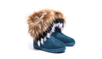 Нова зима 2019 снегоходки сгъстено памук ботуши на висок ток Flow Non-slip Су зайци кожа ботуши Дамски Лисича кожа дамски обувки за сняг