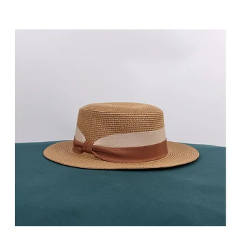 2020 нов дамски модни прост лук пролет лято с плоска глава сламена шапка Дама слънцезащитен крем солнцезащитная шапка UV-защита на пътуване плаж шапка