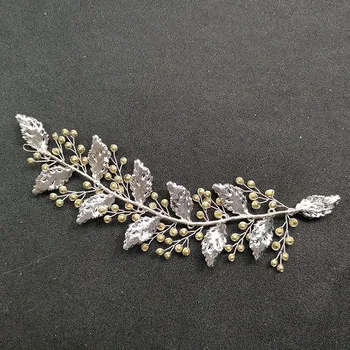 SLBRIDAL Собственоръчно Vinatge Gold Crystal кристали клонка лист сватбени аксесоари за коса волосяная Лоза сватбена превръзка на главата дамски бижута