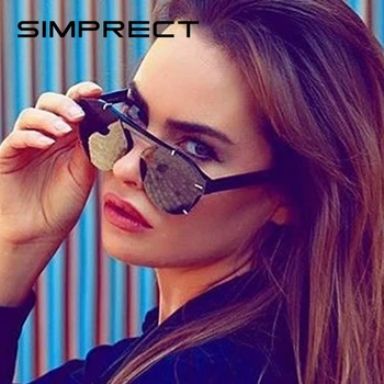 SIMPRECT големи слънчеви очила Жени 2021 мода голям котешко око Слънчеви очила ретро Cateye слънчеви очила ретро нюанси за жени Oculos