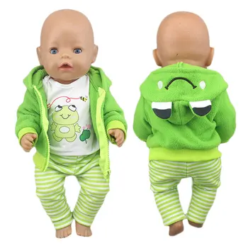 2020 нов сладък жаба е комплект от три части костюми, подходящи за 43 см Baby Doll 17 инча Reborn Baby Doll облекло