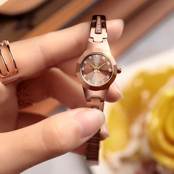 ROCOS дамски Кварцов часовник дамски модни Необичайни часове романтични кварцов часовник вольфрамовый стомана каишка за часовник - R0210