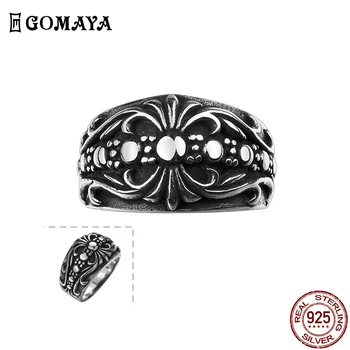 GOMAYA316L пръстени от неръждаема стомана за мъже и жени черен мода пънк нео-готически старинни пръстени партия бижута нов пристигане
