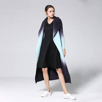 LANMREM 2021 нова мода Pattern нагънат свободно време с дълъг ръкав жилетка голям наклон на ревера цвят тънък дамски палта AD048