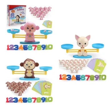 Animal Balance Математика Toy Montessori Balancing Scale Number настолна игра образователна играчка Маймуна/Куче/Прасе детски дошкольные математически играчки