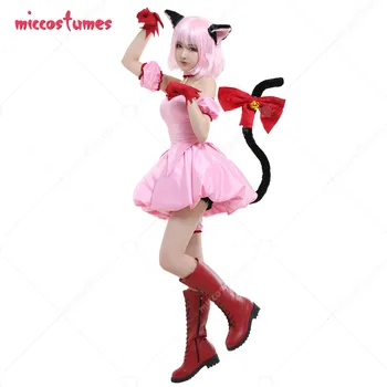 Токио Мяу Мяу Ичиго Момомия Мяу Ичиго се трансформира кратко розова рокля cosplay костюм с кошачьими уши и опашка
