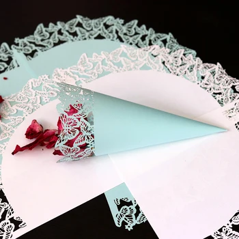 20pcs потребителски сватбени бели конфети любов дантела хартиени листа от бонбони, поставени естествени бели фунийки конфети сватбена декорация парти