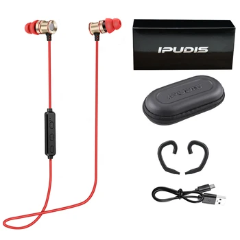 IPUDIS Magnet Bluetooth слушалки спортни безжични слушалки метална стерео слушалки Handfree с микрофон