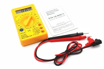 WHDZ DT 830D мини цифров мултицет зумер за защита от претоварване волтметър напрежението Усилвател ohmmeter тест сонда DC AC LCD жълт