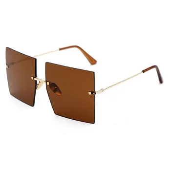 2020 Модерни Големите Слънчеви Очила Без Рамки Женски Реколта Модни Луксозни Маркови Дизайнерски Дамски Слънчеви Очила Са Оцветени Очила