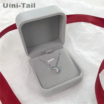 Uini-Tail 2019 hot 925 sterling silver rainbow micro-inlaid necklace simple fashion tide flow sweet highquality jewelry ED381