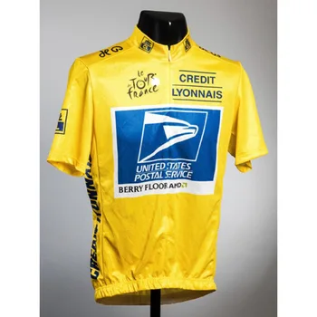 САЩ пощенска услуга жълта Фланелка с къс ръкав Колоездене Джърси годишна пътна велосипедна оборудване race fit Колоездене облекло потници