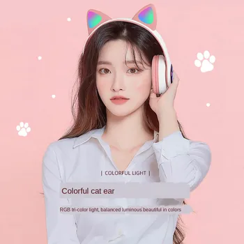 Auriculares Bluetooth слушалка слушалки слушалки безжични fone de ouvido приятелка блясък стерео розово лилаво сладко момиче котка ухото