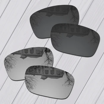 E. O. S 2 чифта черни и сребърни поляризирани сменяеми лещи за слънчеви очила Oakley Inmate