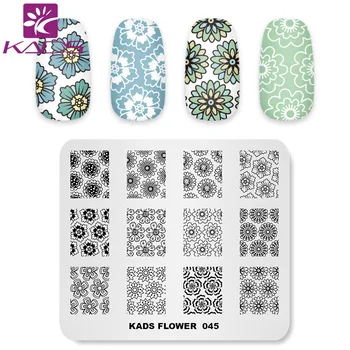 KADS Flower 045 Печат Plate Image Template Цвят Style Stamping Plate маникюр шаблони инструмент Шаблони за декорация печат