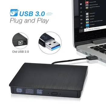Тънък външен USB 3.0 преносим КОМПЮТЪР устройство DVD RW CD Writer Burner Recorder slot Load Reader плейър оптично устройство