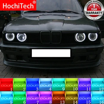 Последните светлини многоцветни RGB LED Angel Eyes Halo пръстен Eye DRL RF дистанционно управление за BMW E30 E32 E34 1984-1990 аксесоари