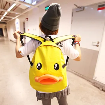 2020 Прекрасен 3D Personality Duck Backpack Fashion Cartoon Платно Студентски Schoolbag for Teenagers Casual Сладко Rucksack Bookbag