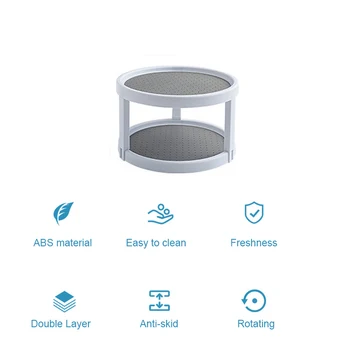 Двуслойни с кухненски тава за съхранение на подправки на рафтове 360 въртяща се тава с кухненски органайзер компактен прокатный тава кръгла тава