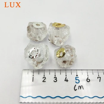 Голям отвор прозрачен кварц непреработена скъпоценен камък мъниста късове камък необработен Кристал груби парчета идеалната метална опаковка за окачване производство на бижута