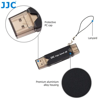 JJC USB 3.0 четец на карти SD TF Micro SD Card Reader за преносим компютър, смартфон хапчета Micro USB 2.0 Type-C, USB 3.0 портове