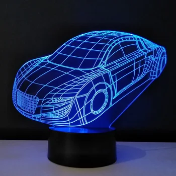 3D визуален лека нощ форма на колата нощни и настолни лампи за деца е портативната промяна на цвета на децата Lamparas коледни подаръци лека нощ