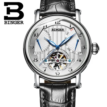 Луксозни мъжки часовник BINGER, швейцарски часовници, напълно автоматични и механични часовници, водоустойчиви и са защитени от изпотяване