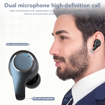 ONLIVING TWS Bluetooth слушалки Безжични водоустойчива двойна микрофон активно намаляване на шума, тъчпад регулиране на силата на звука слушалки слушалки Type-c