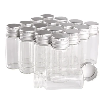 48шт 10 мл 22*50 мм прозрачни стъклени бутилки с алуминиеви капаци 10 мл стъклена бутилка малки флакони САМ занаяти
