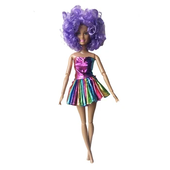 1 компл. 1/6 гъвкави става Африканска кукла играчка с лятна Дъга цвят Pincess парти рокля 29 см кафява кожа кукла набор от