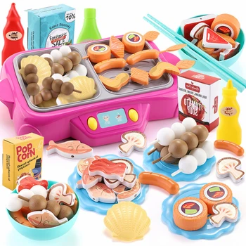 нов yeargift детски дом гореща пот барбекю играчки моделиране спрей кухня кулинария шишчета малки домакински уреди, микровълнова фурна играчки