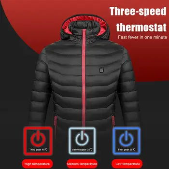 Унисекс якета с топъл топло палто USB електрическа, топлинна дрехи, палто инфрачервено отопление якета с качулка Зимна външна топло облекло