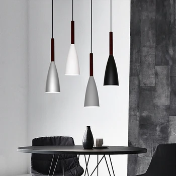 Nordic Minimalism Droplight E27 Aluminum Wood висящи лампи, хол ресторант декор, осветление и бар витрина точков лампа
