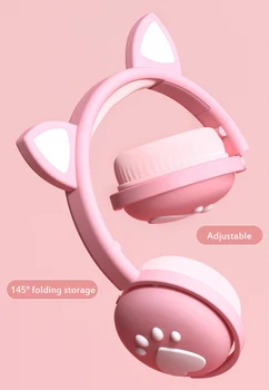 2020 Cat Ear Bluetooth слушалки слушалки LED Дишане Light безжични слушалки Hifi Sound слушалка за деца момичета детска слушалки