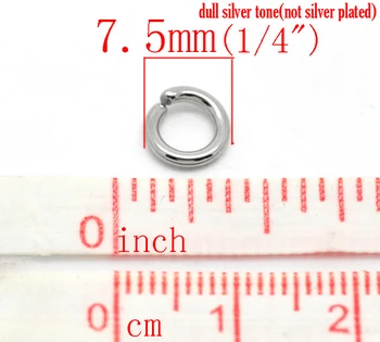 DoreenBeads 300PCs Silver Color Stainless Steel Open Jump Rings 7.5mmx1.4mm (B18883) yiwu