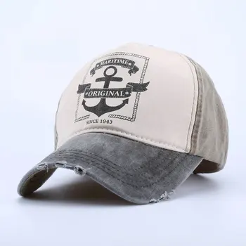 Жените и мъжете 1943 котва печатна осп морски оригинални шапки ретро памучни шапки с изкуствена кожена каишка рибарски шапки YY138