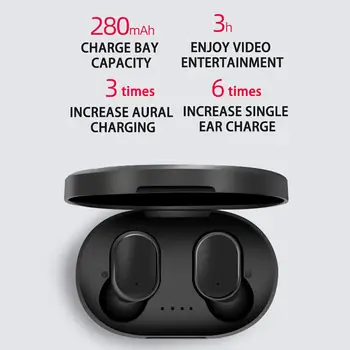 TWS A6S Bluetooth 5.0 слушалката идва с зарядно отделение безжична стерео слушалки в ушите, спортни слушалки с микрофон