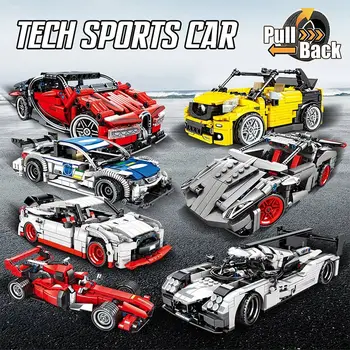 City Сам Pull Back Racing Car Building Blocks Creator Technical Supercar Funcation Model Bricks Toy for Children Бойс