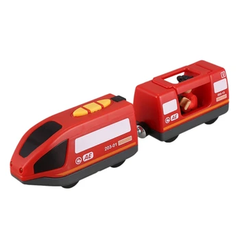 Електрически влак дистанционно управление съвместим с дървени след влака на Играчки, играчки за деца