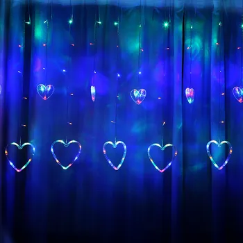 Leeiu 220V Сърце Star LED Curtain Светлини Wedding Decoration Birthday Party background Garland Фея Christmas Lights Home Supplies